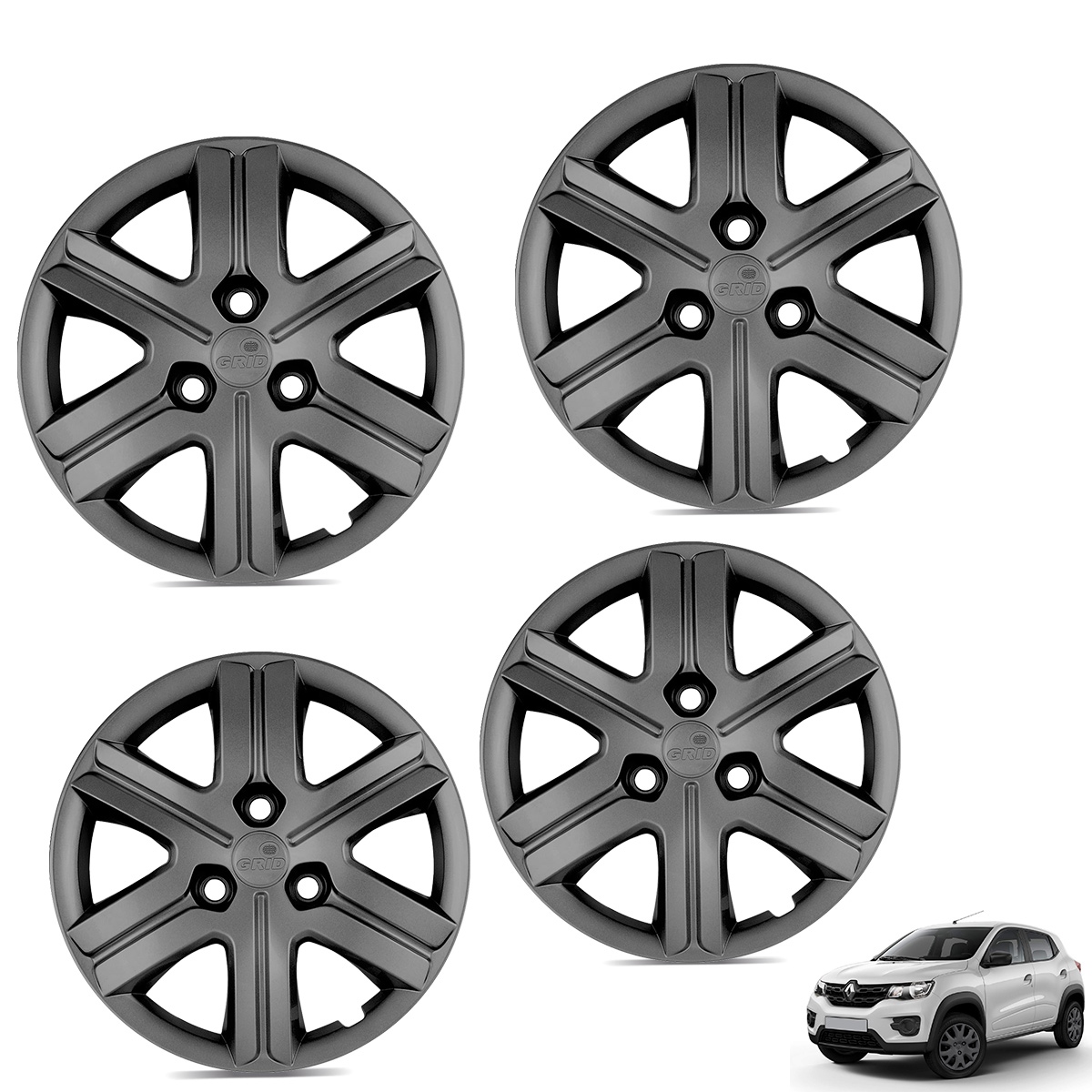 Jogo de Calota Kwid ZEN 2021 a 2023 Aro 14 Cubo Padrão Grafite